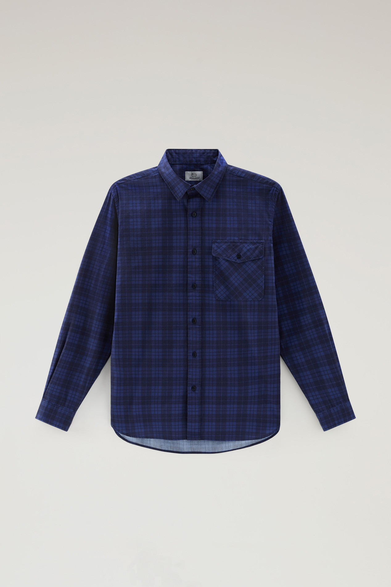 Pure Cotton Checked Shirt with Chest Pocket Blue photo 1 | Woolrich