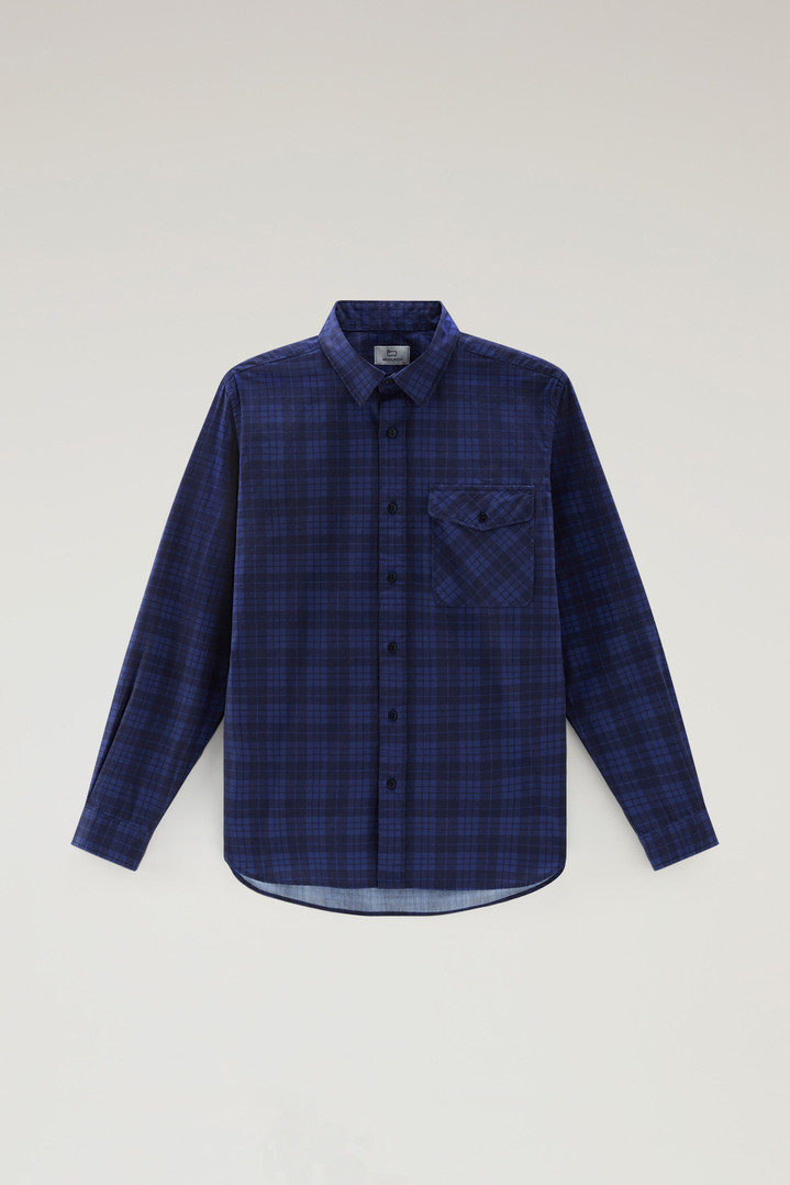 Pure Cotton Checked Shirt with Chest Pocket Blue photo 1 | Woolrich