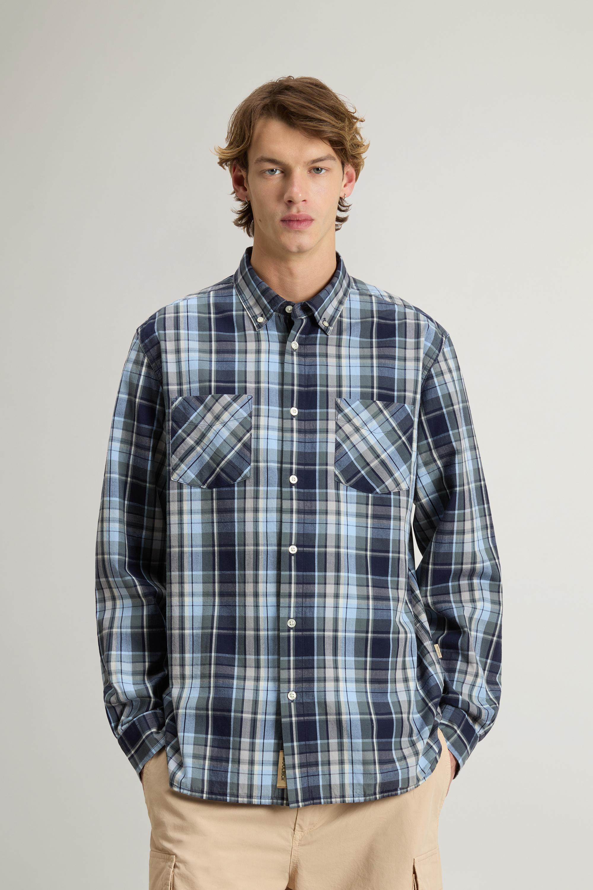 Pure Cotton Madras Check Shirt Blue photo 1 | Woolrich