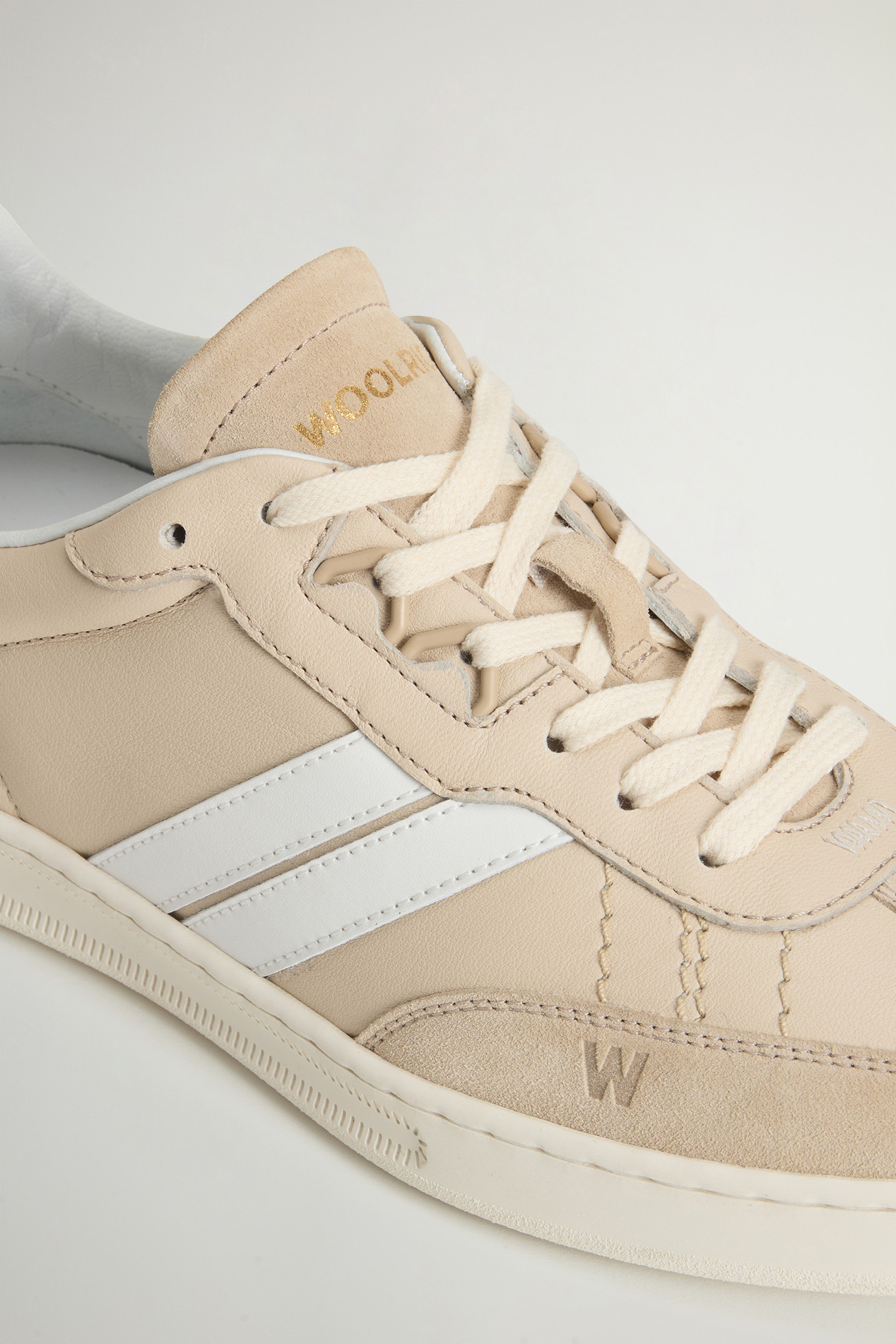 Doubleu Tennis Sneakers in Leather with Suede Inserts Beige photo 5 | Woolrich