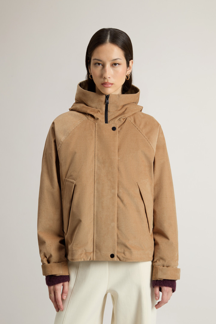 Three-Layered Corduroy Jacket with Hood Beige photo 1 | Woolrich