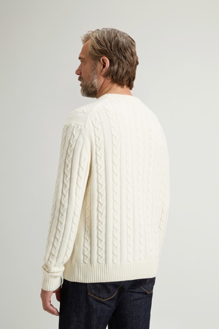 Maglione girocollo in misto lana e cotone a trecce Bianco photo 3 | Woolrich