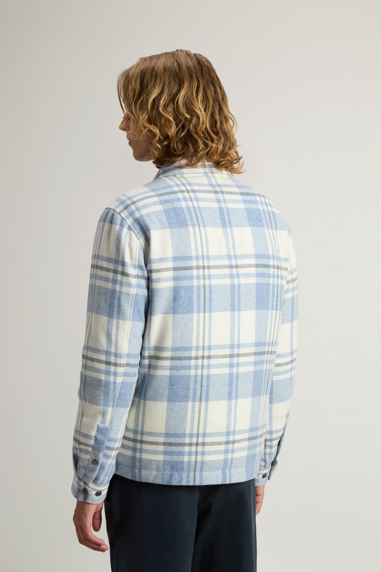 Alaskan Check Overshirt in Recycled Italian Wool Blend Blue photo 3 | Woolrich