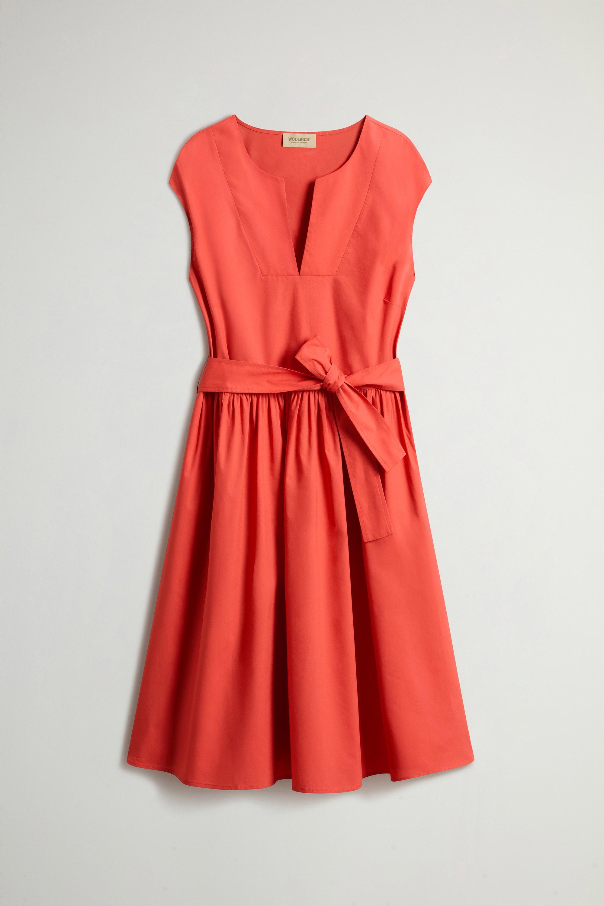 Robe ceinturée en popeline de pur coton Rouge photo 1 | Woolrich