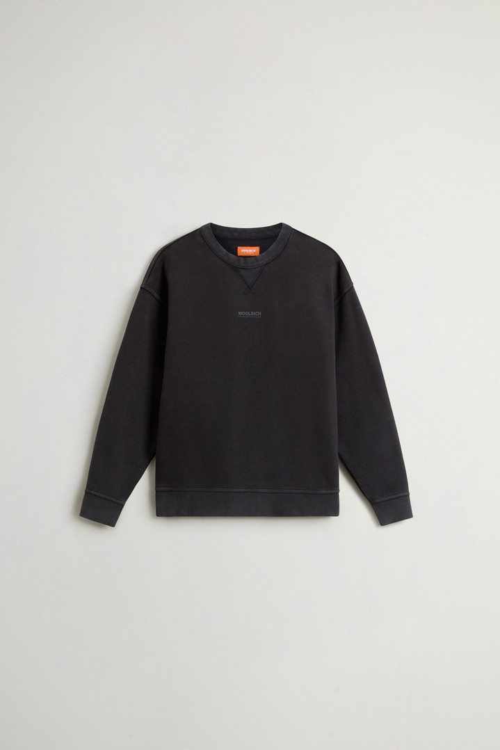 Teen Boys’ Garment-Dyed Pure Cotton Crewneck Sweatshirt with Rear Print Black photo 5 | Woolrich