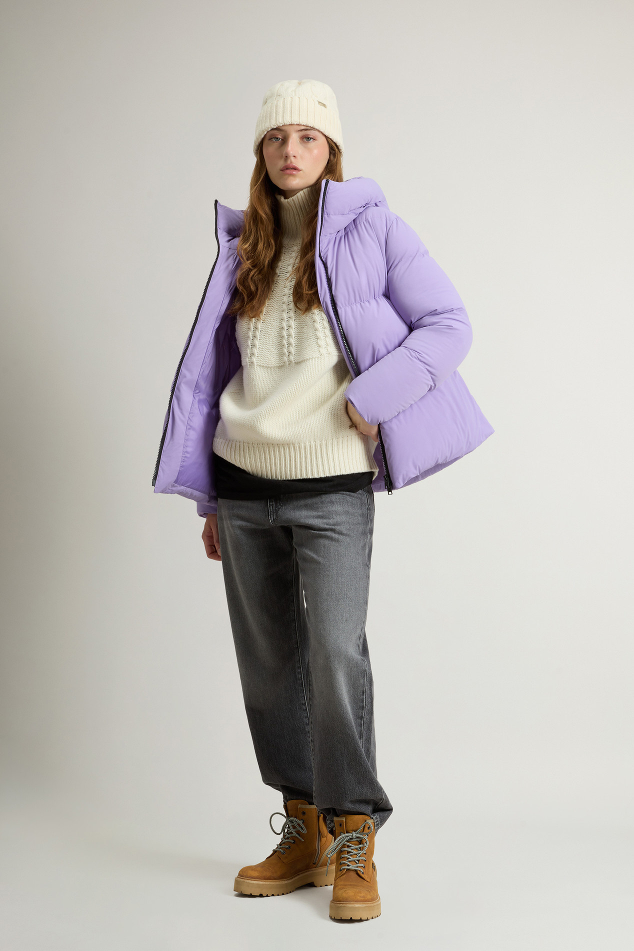 Cloud Down Jacket in Stretch Nylon with Matte Finish Purple photo 2 | Woolrich