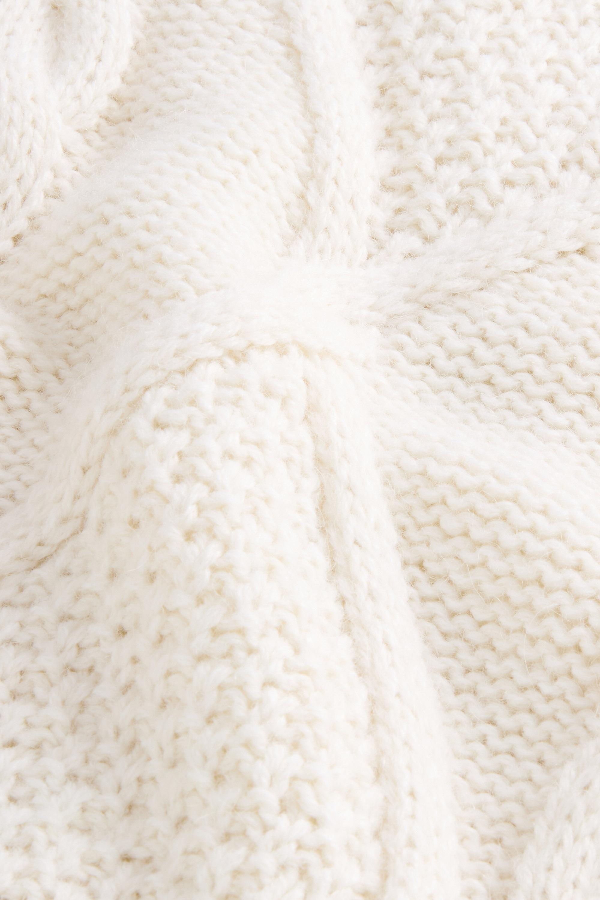 ALPACA BLEND CABLE SHAWL NECK GG4 White photo 6 | Woolrich