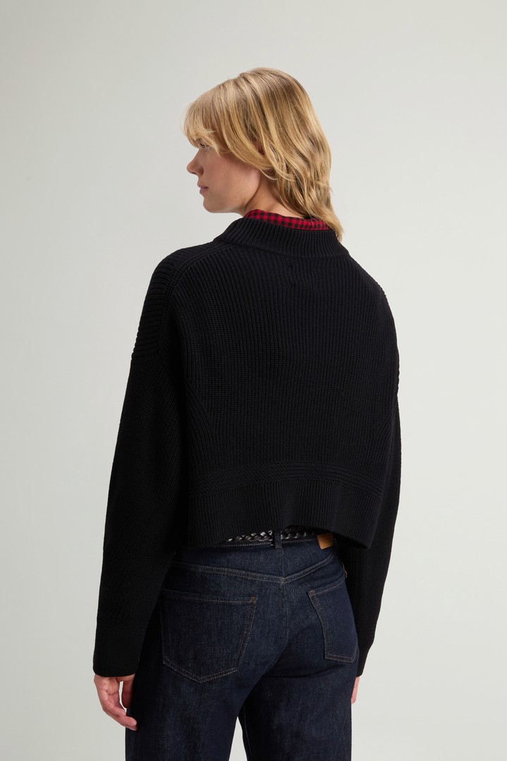 Pullover im Rippstrick aus reiner Merino-Schurwolle mit Rundhalsausschnitt Schwarz photo 3 | Woolrich