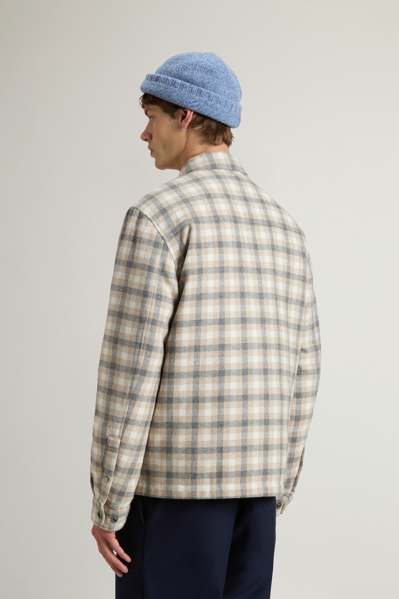 Alaskan Check Overshirt in Recycled Italian Wool Blend Beige photo 3 | Woolrich
