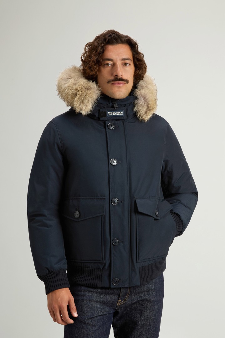 Padded Polar bomber jacket in Ramar Cloth with hood Blue photo 1 | Woolrich