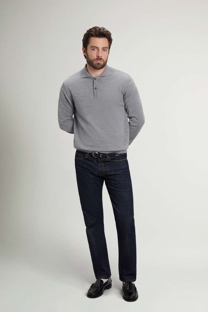 Polo in maglia di pura lana vergine Merino Grigio photo 2 | Woolrich