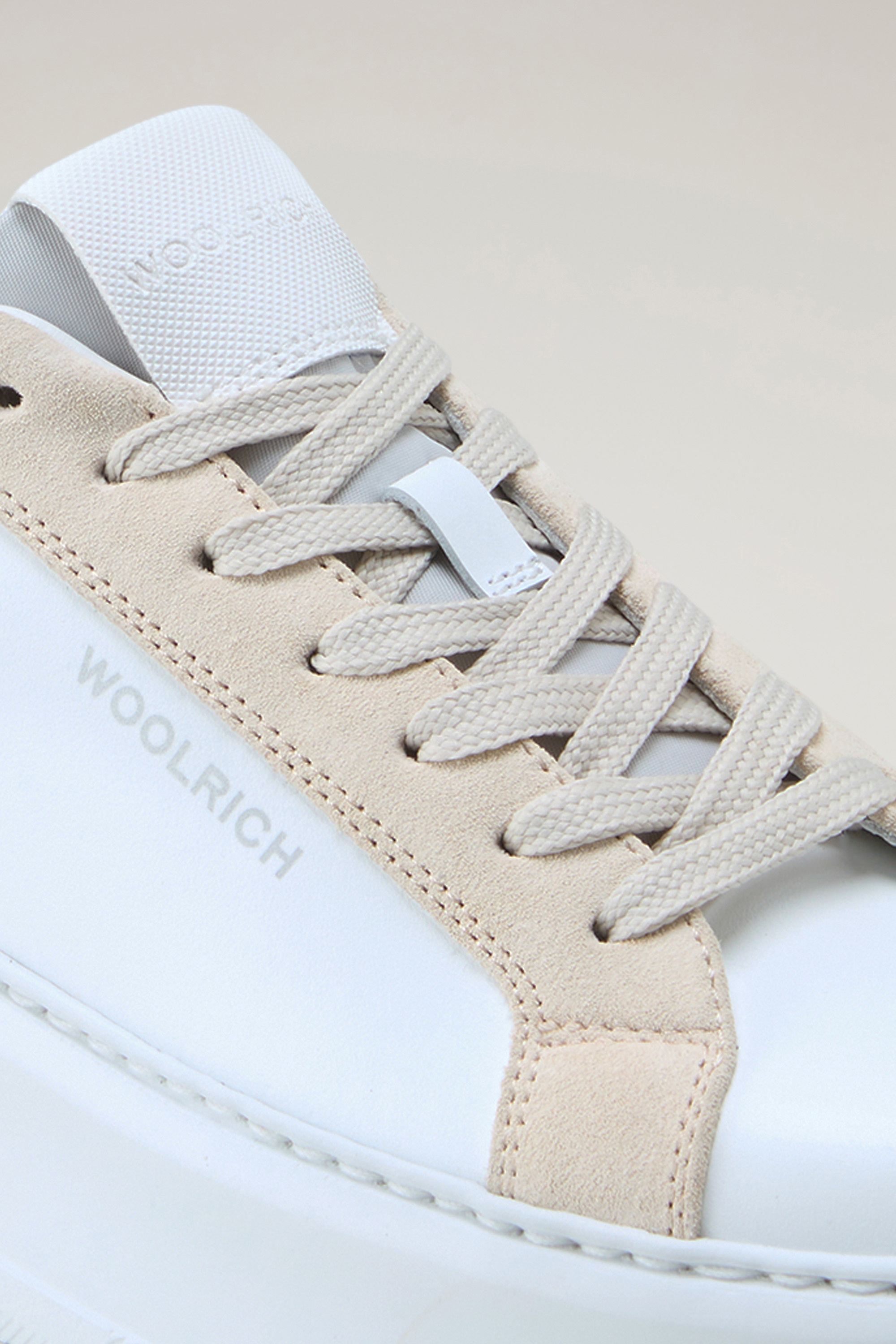 Chunky Court Sneakers in Leather with Contrasting Trim Blue photo 5 | Woolrich