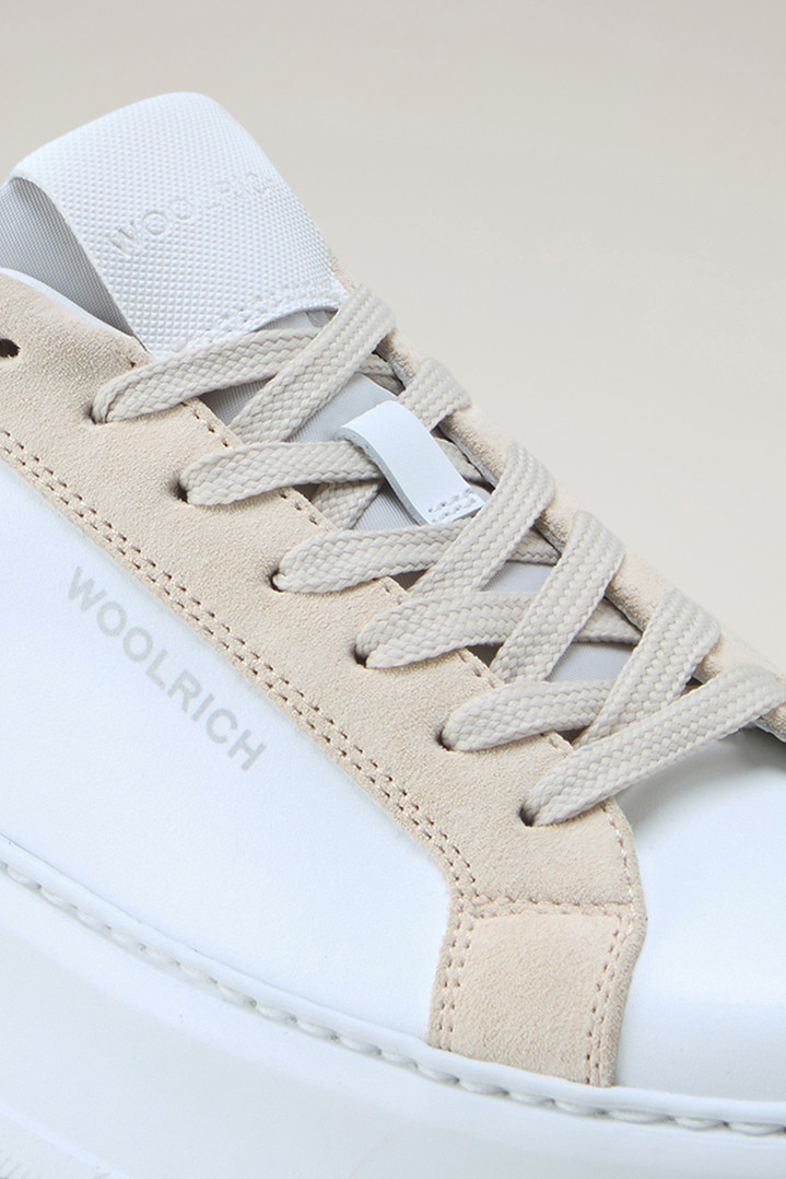 Chunky Court Sneakers in Leather with Contrasting Trim Blue photo 5 | Woolrich