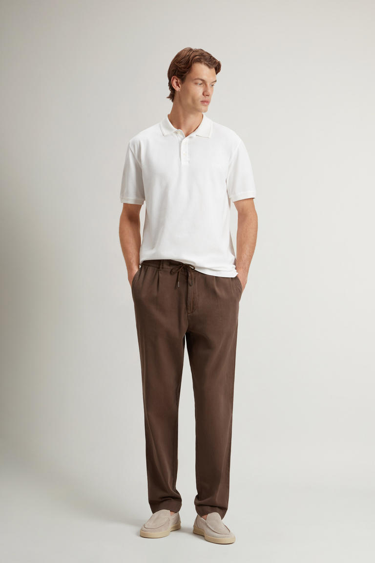 Pantaloni Milton in misto cotone e lino tinti in capo Marrone photo 1 | Woolrich