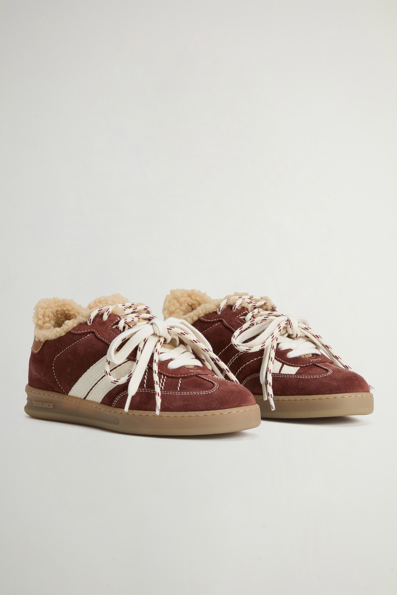 Doubleu Tennis Sneakers in Suede, Calfskin and Cotton Beige photo 2 | Woolrich