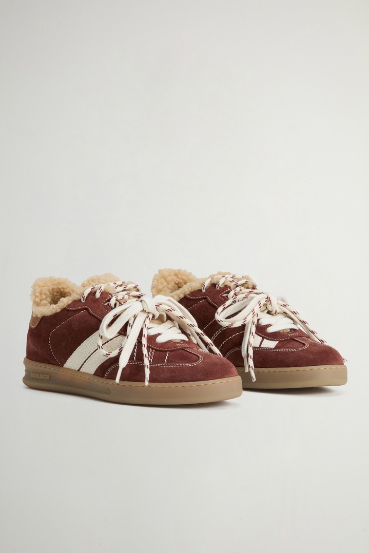 Doubleu Tennis Sneakers in Suede, Calfskin and Cotton Beige photo 2 | Woolrich