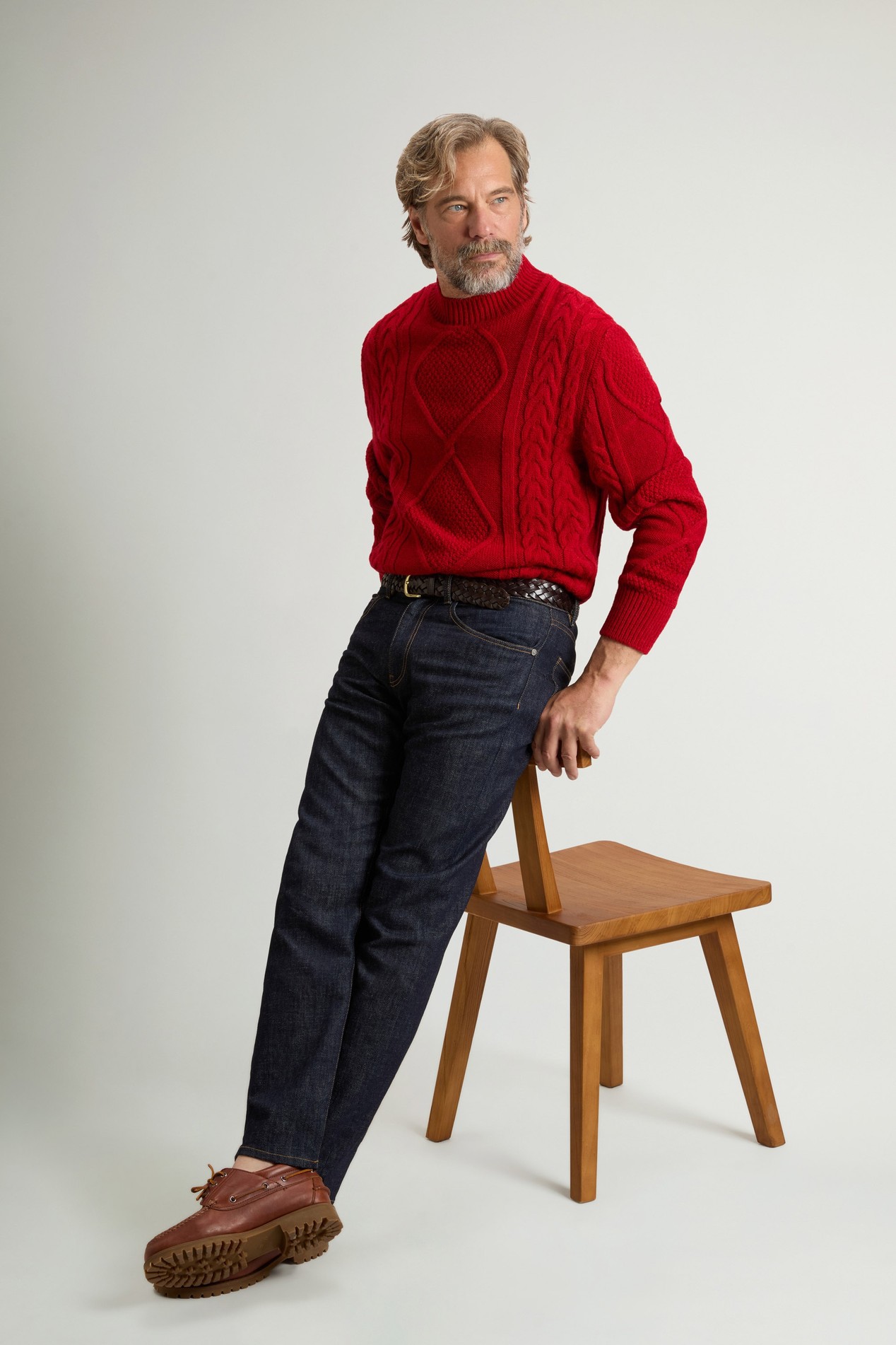 ALPACA BLEND CABLE MOCK NECK GG6 Red photo 2 | Woolrich