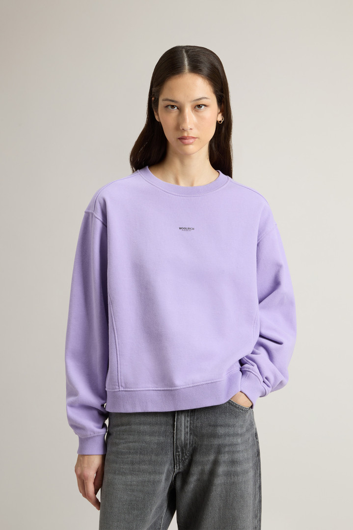 Crewneck Sweatshirt in Pure Cotton with Embroidered Logo Purple photo 1 | Woolrich