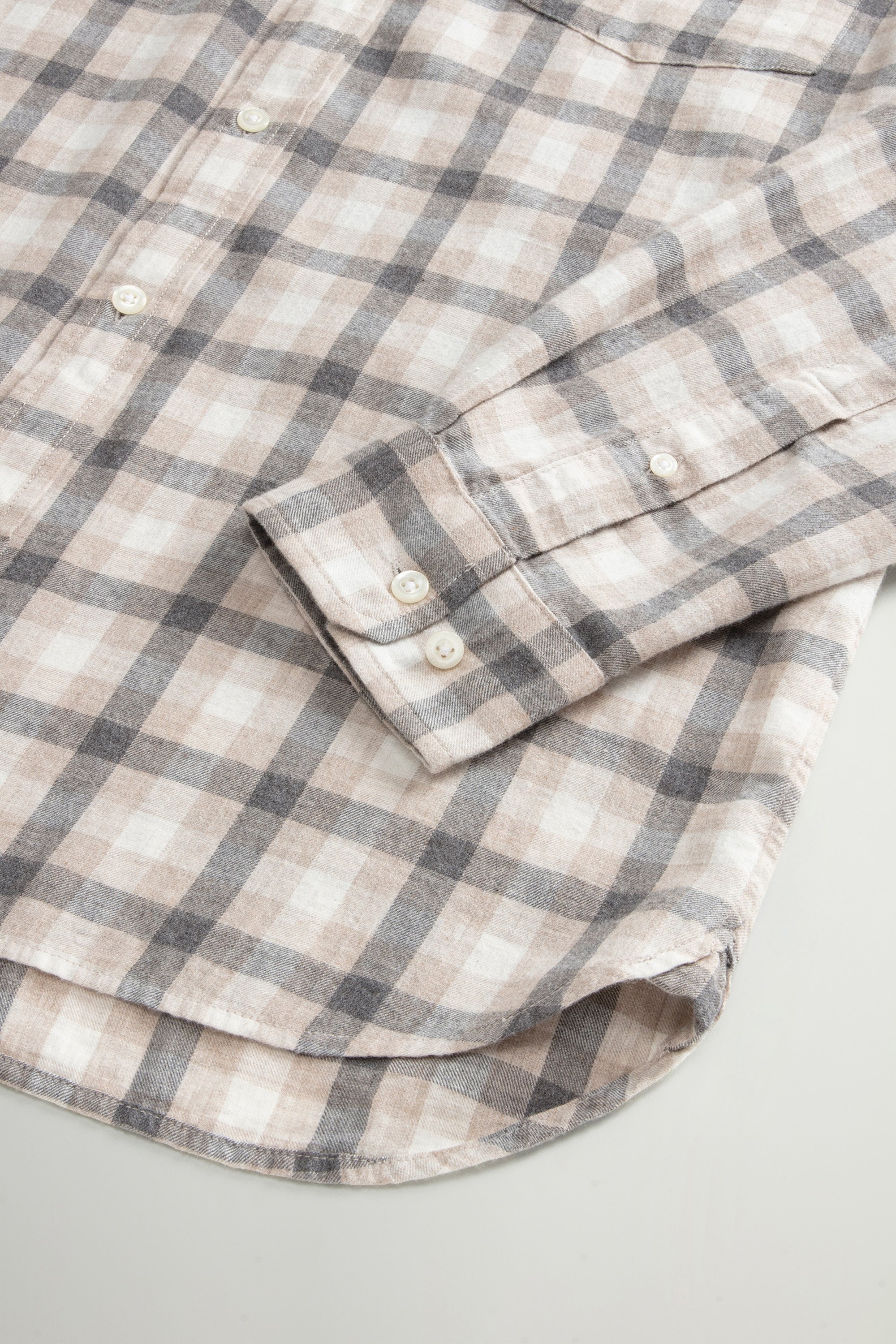 Pure Madras Cotton Flannel Checked Shirt Beige photo 7 | Woolrich