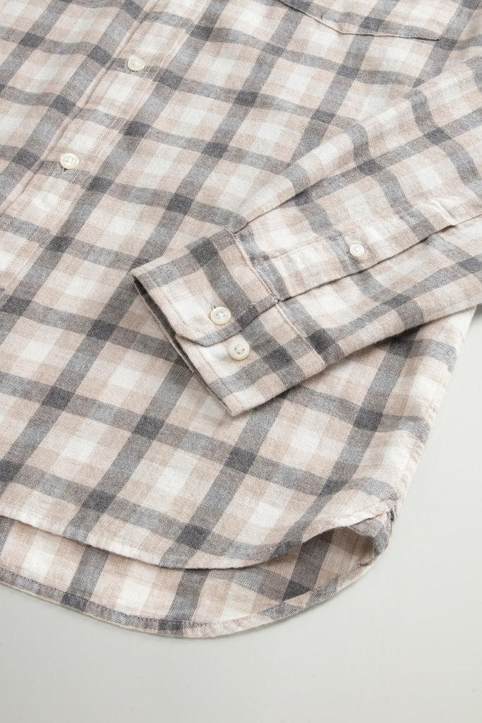 Pure Madras Cotton Flannel Checked Shirt Beige photo 7 | Woolrich