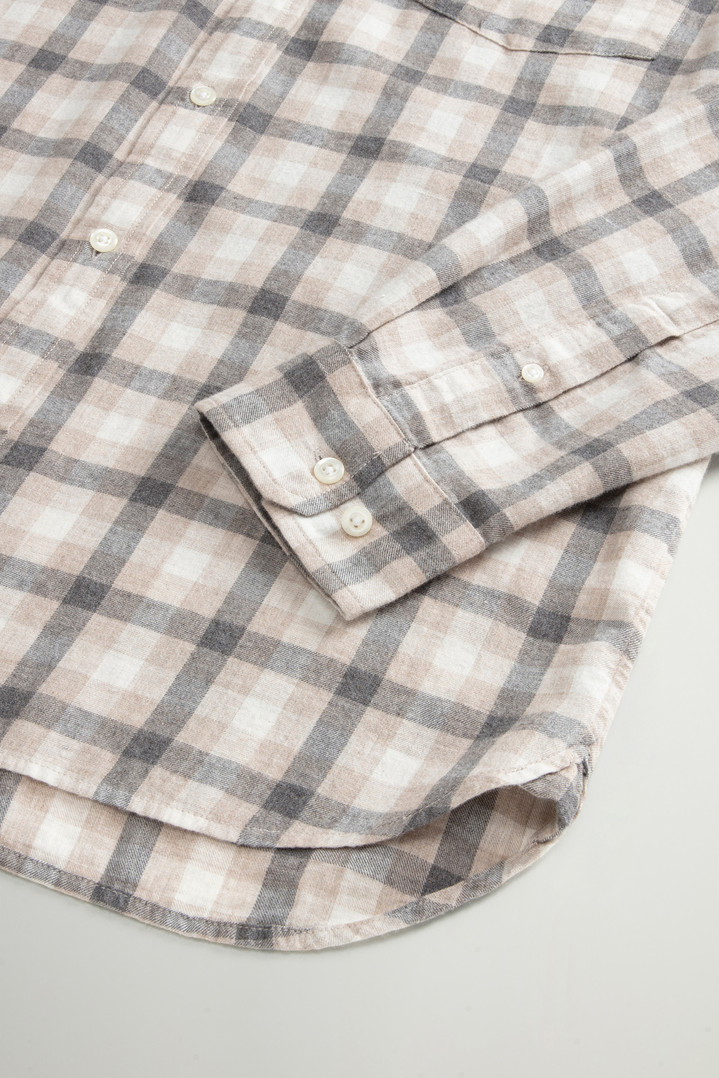 Pure Madras Cotton Flannel Checked Shirt Beige photo 7 | Woolrich