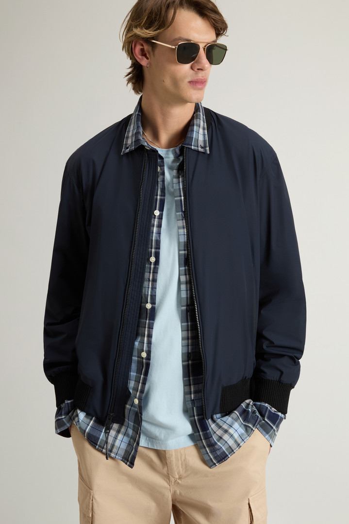 Bomber Jacket in Matte-Finish Stretch Nylon Blue photo 4 | Woolrich