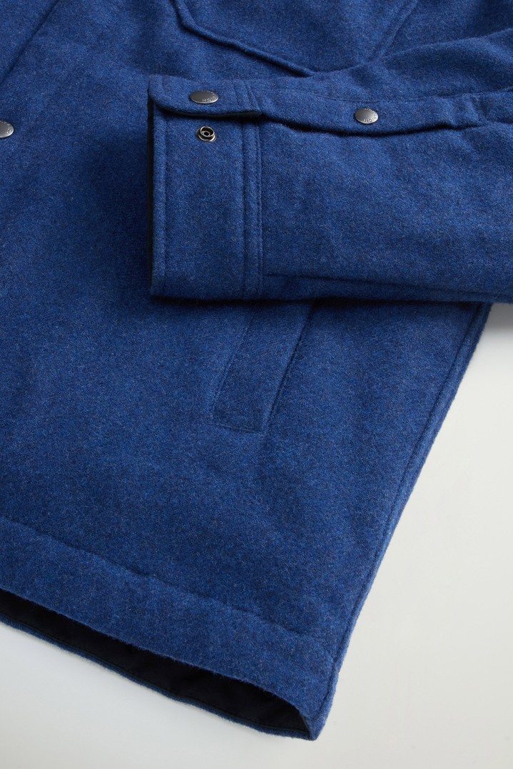 Padded Alaskan Overshirt in Recycled Melton Italian Wool Blend Blue photo 3 | Woolrich