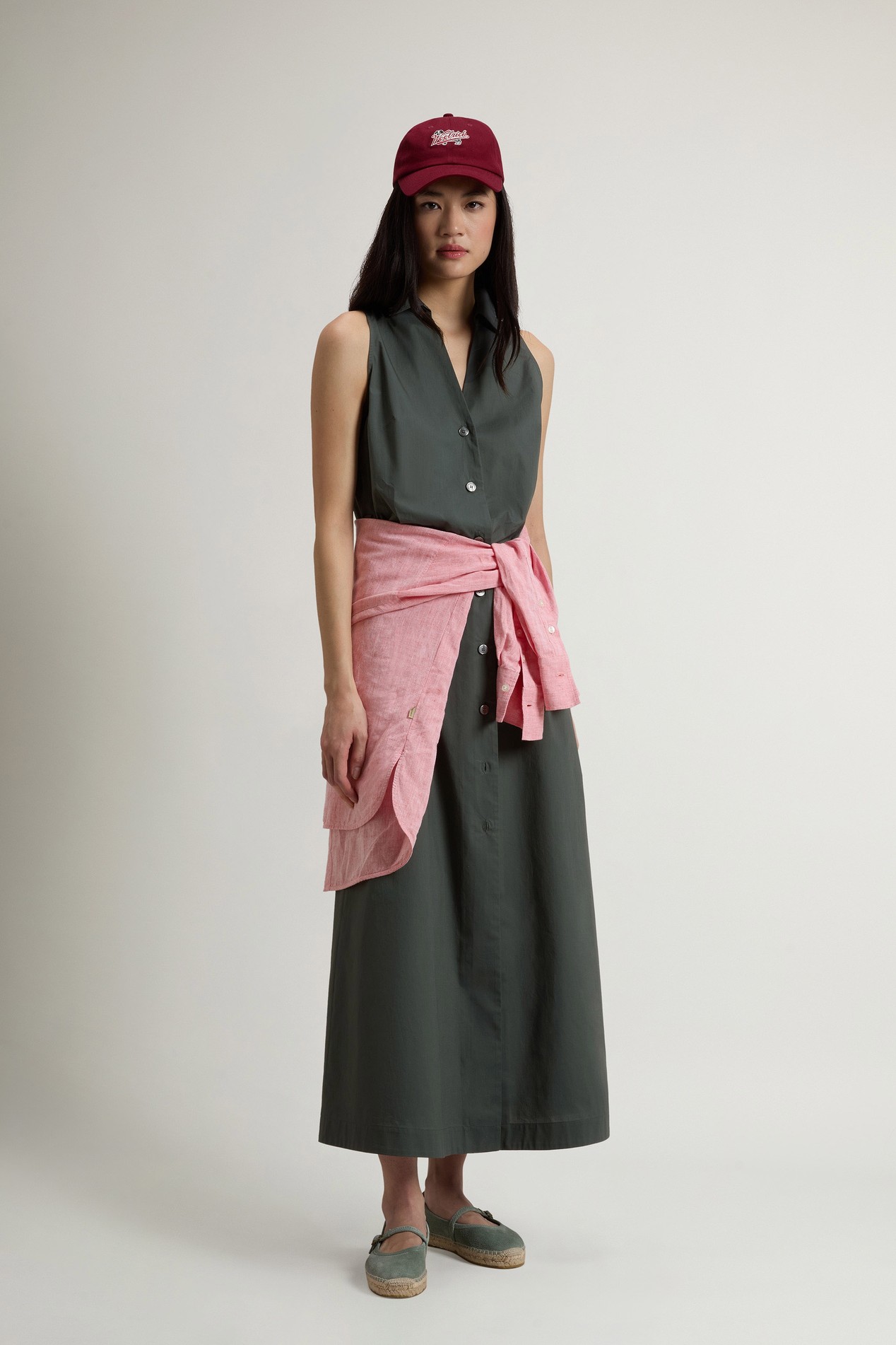 COTTON POPLIN SHIRT DRESS Green photo 2 | Woolrich