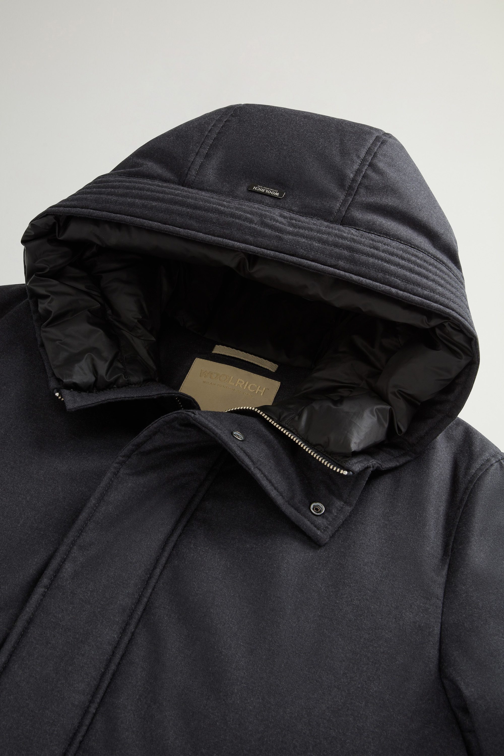 Short Parka in Wool-Silk Blend Crafted Using a Loro Piana Fabric Black photo 6 | Woolrich