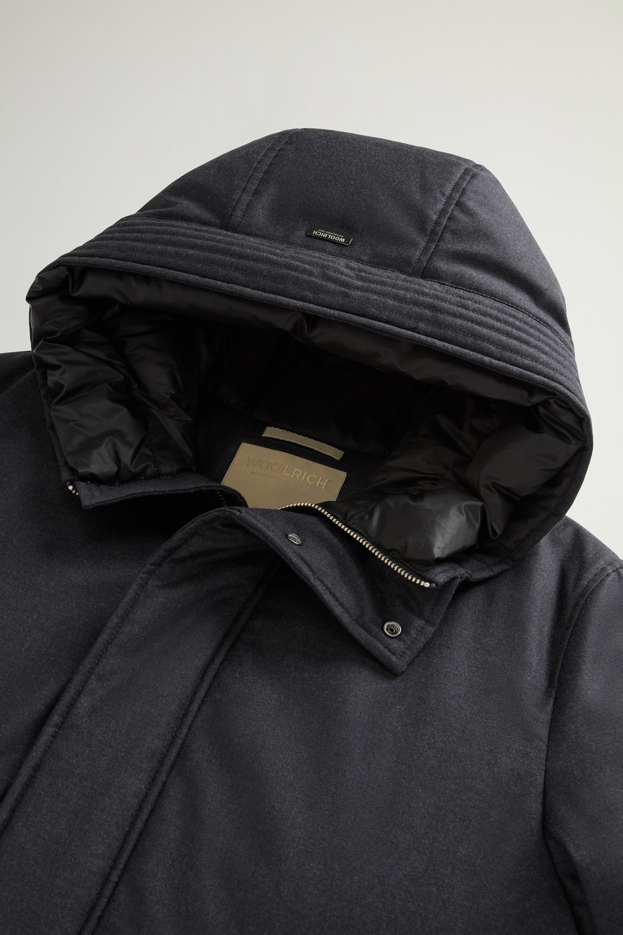 Short Parka in Wool-Silk Blend Crafted Using a Loro Piana Fabric Black photo 6 | Woolrich