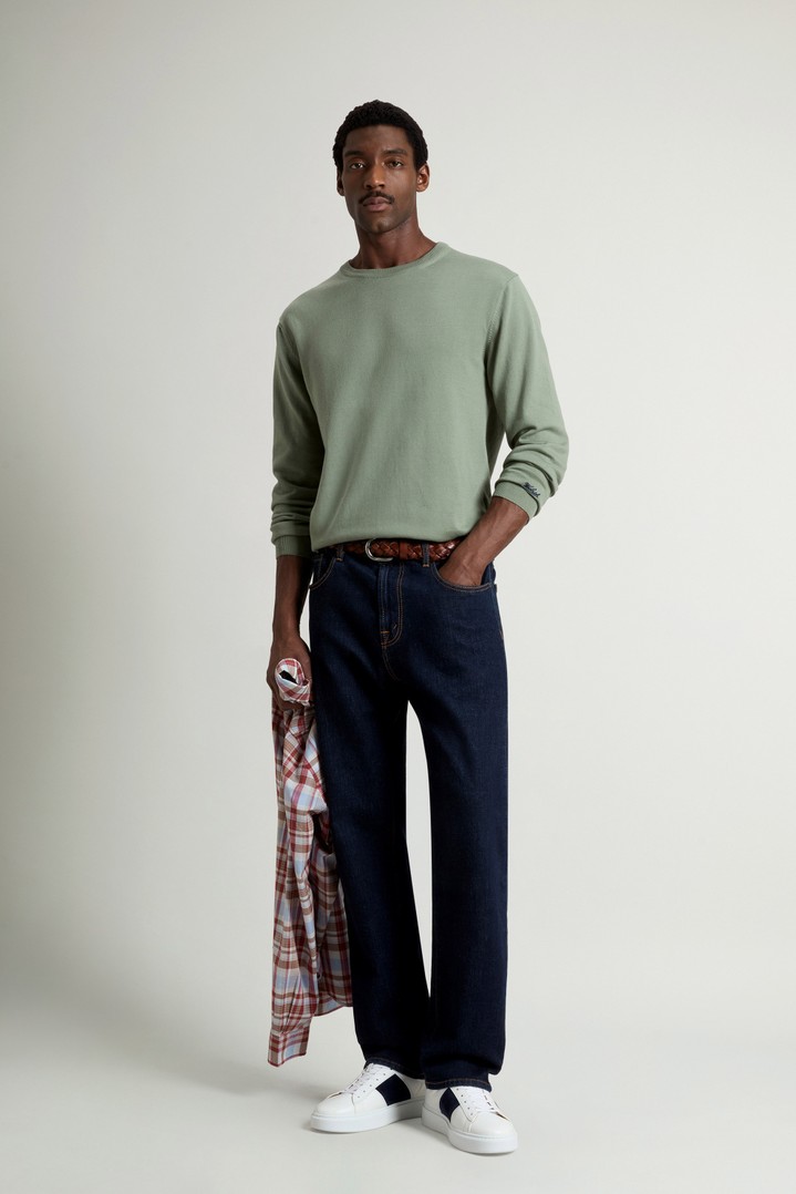 Crewneck Sweater in Pure Cotton Green photo 2 | Woolrich