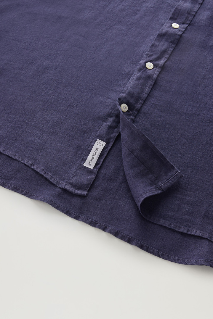 Garment-Dyed Pure Linen Shirt Blue photo 4 | Woolrich