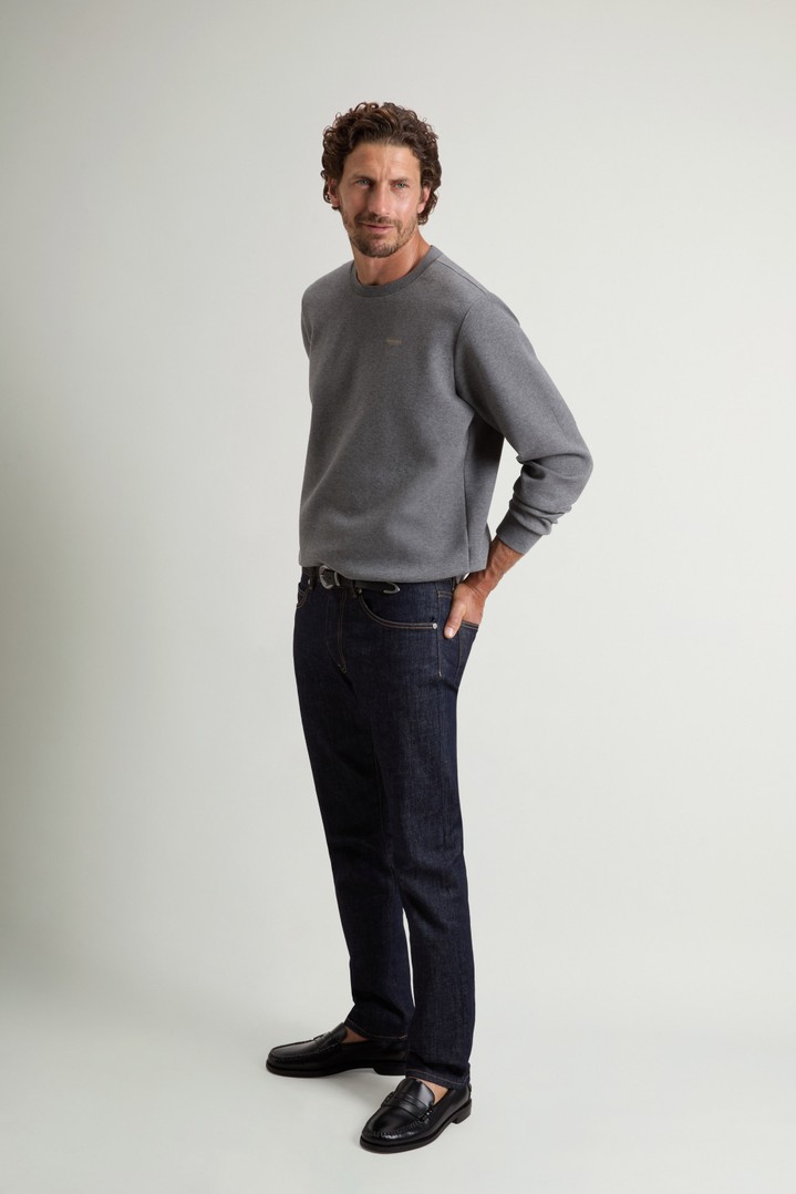 Crewneck Sweatshirt in Cotton-Blend Interlock with Logo Gray photo 2 | Woolrich