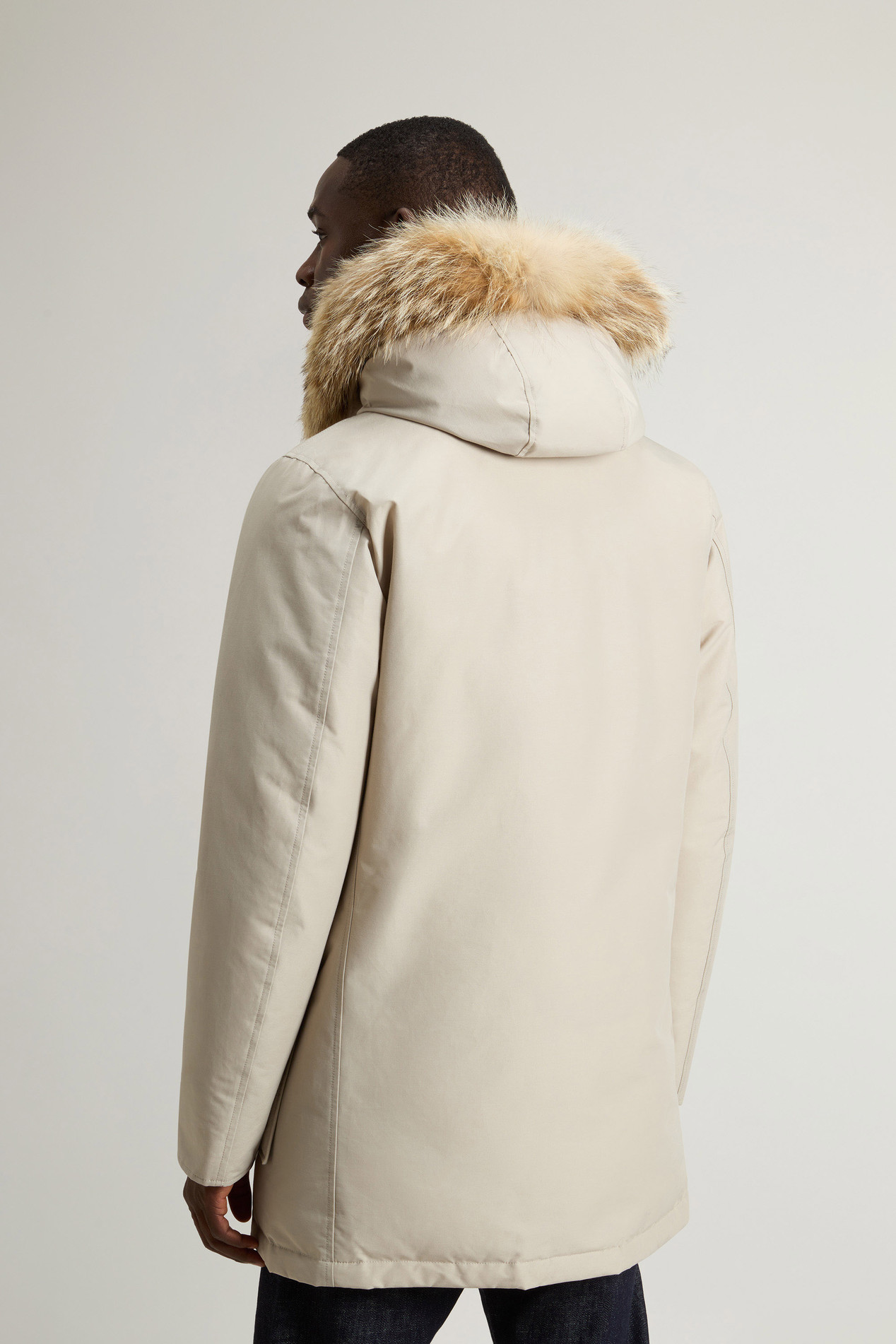 Arctic Parka in Ramar Cloth with Detachable Fur Trim Beige photo 3 | Woolrich