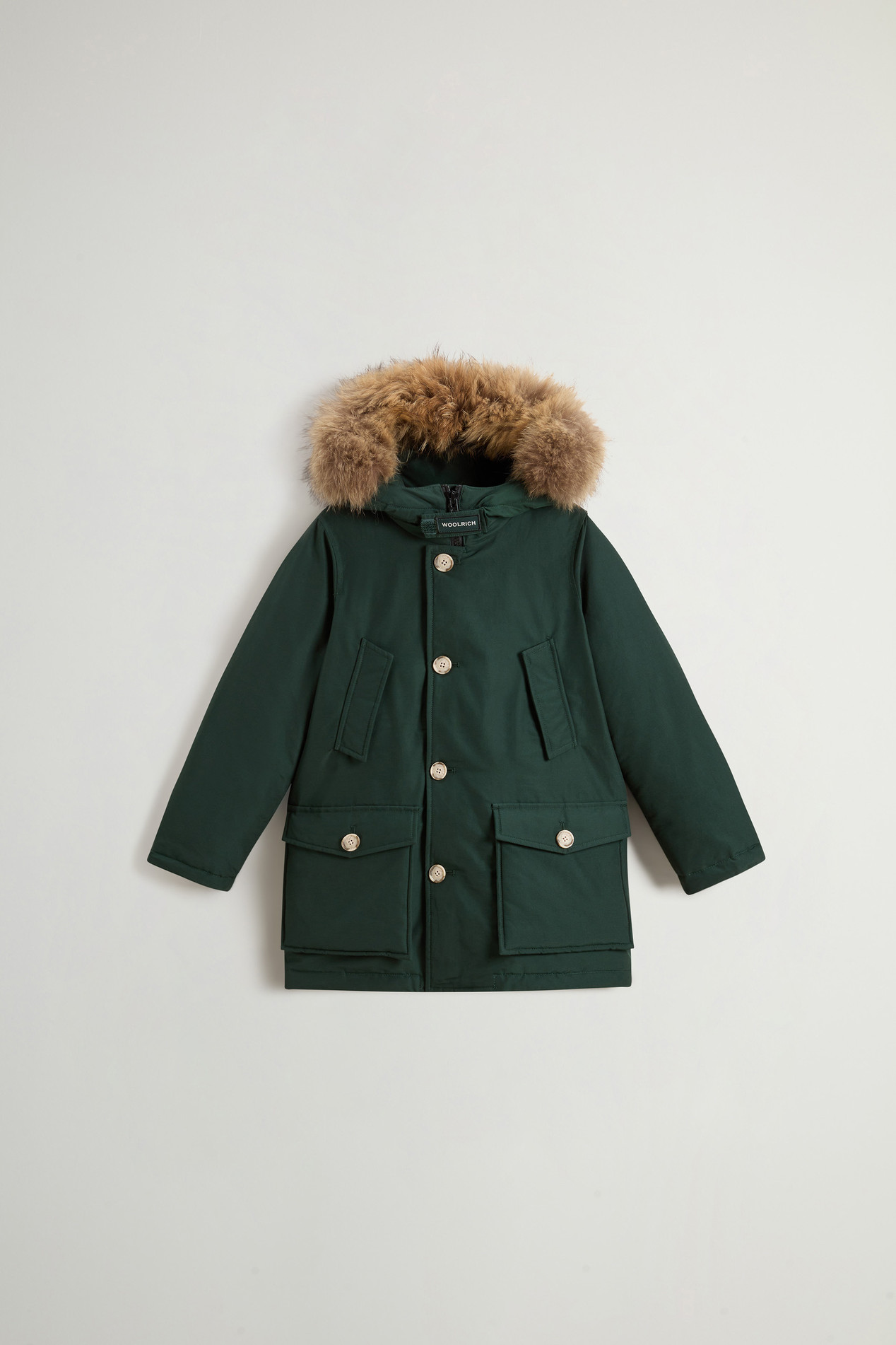 Boy's Arctic Parka in Ramar Cloth with Detachable Fur Green photo 1 | Woolrich