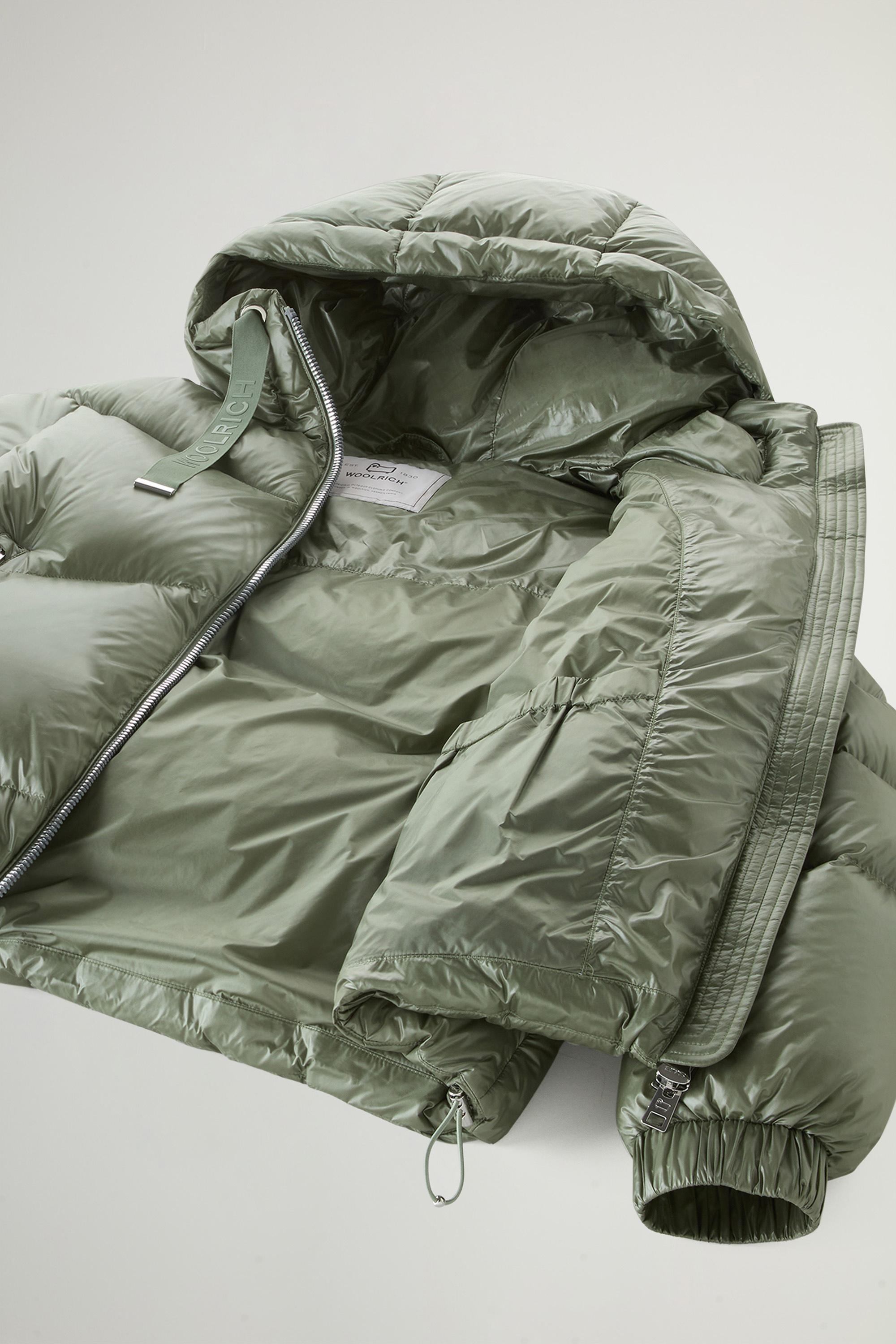 Aliquippa Short Down Jacket in Glossy Nylon Green photo 6 | Woolrich