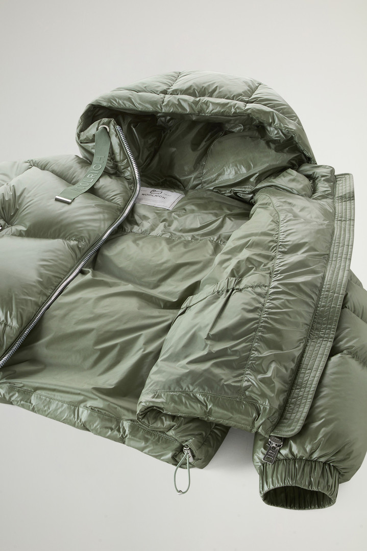 Aliquippa Short Down Jacket in Glossy Nylon Green photo 6 | Woolrich