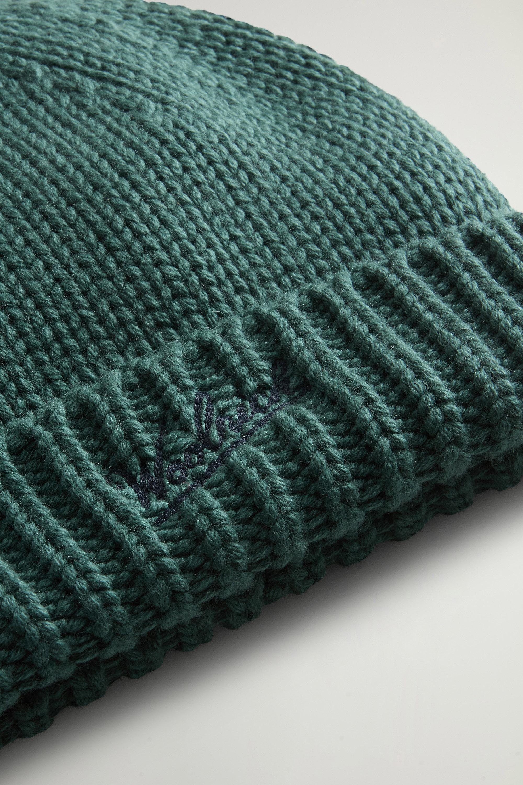 Boys' Beanie in Pure Merino Virgin Wool with Logo Green photo 3 | Woolrich