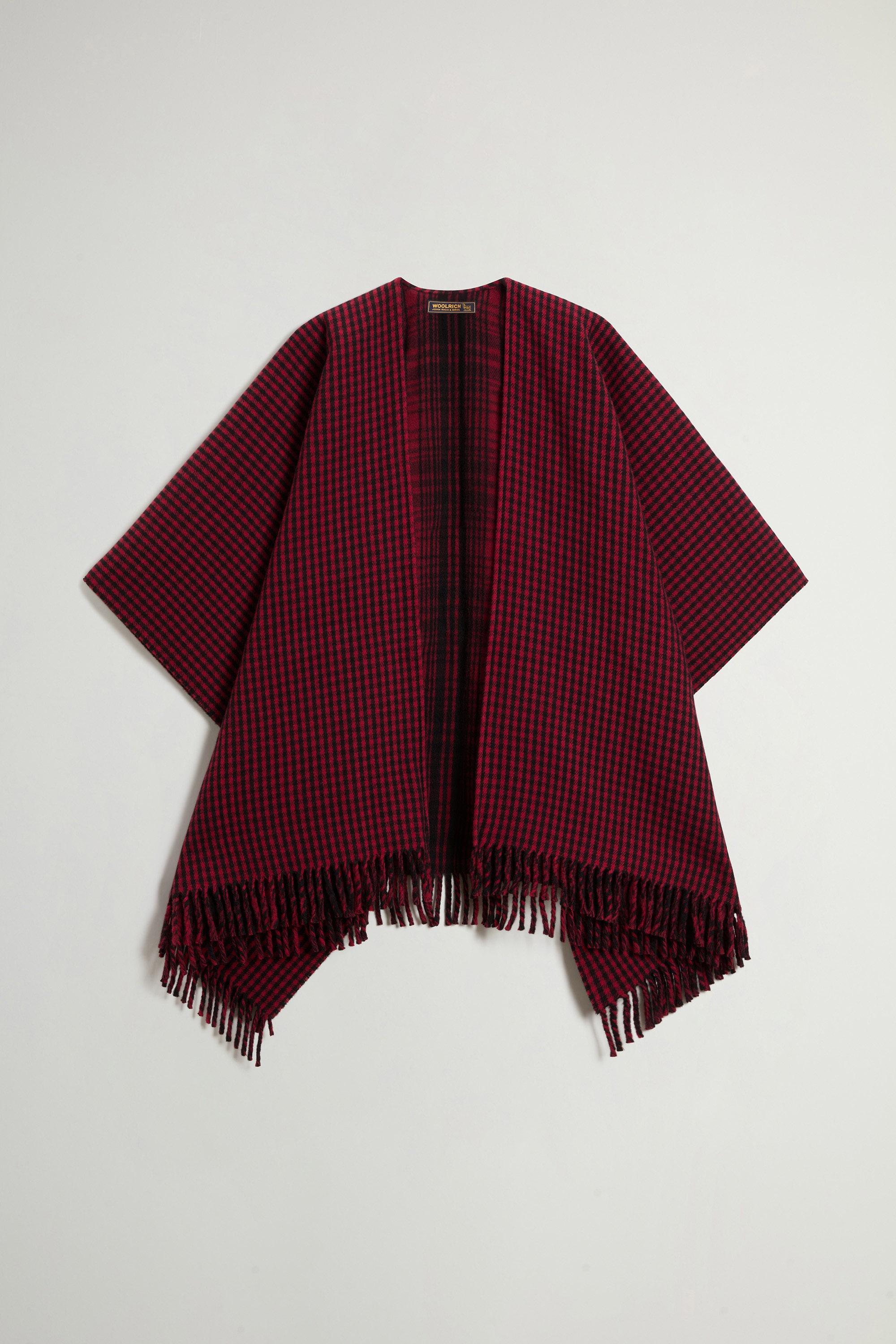 Checked Double-Faced Cape in Double-Layered Pure Wool Red photo 1 | Woolrich
