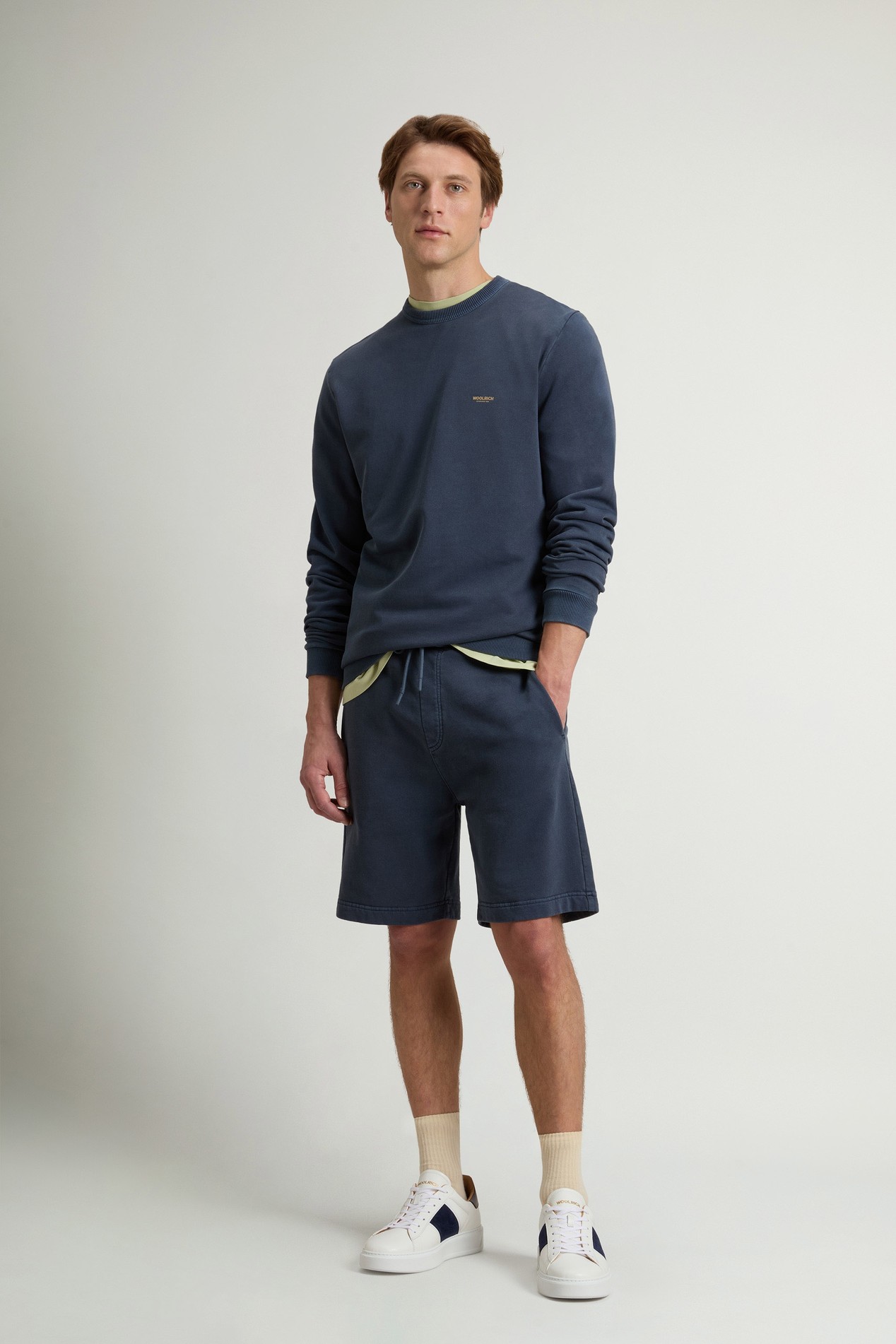 GARMENT DYED LOGO CRENEWCK Blue photo 2 | Woolrich