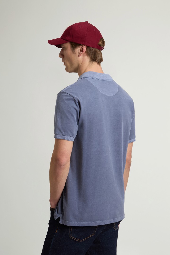 Garment-Dyed Mackinack Polo in Stretch Cotton Piquet Blue photo 3 | Woolrich