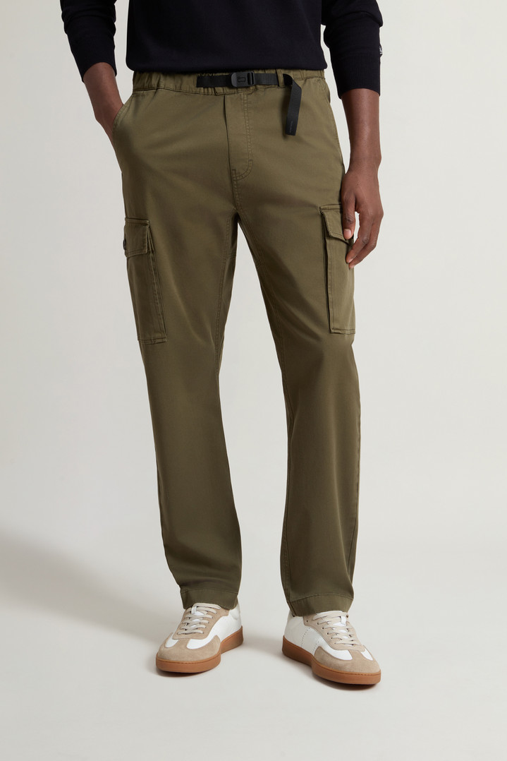 Garment-Dyed Cargo Pants with Belt Green photo 2 | Woolrich