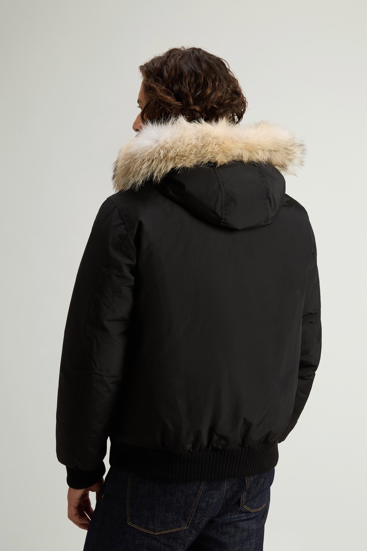 Padded Polar bomber jacket in Ramar Cloth with hood Black photo 3 | Woolrich