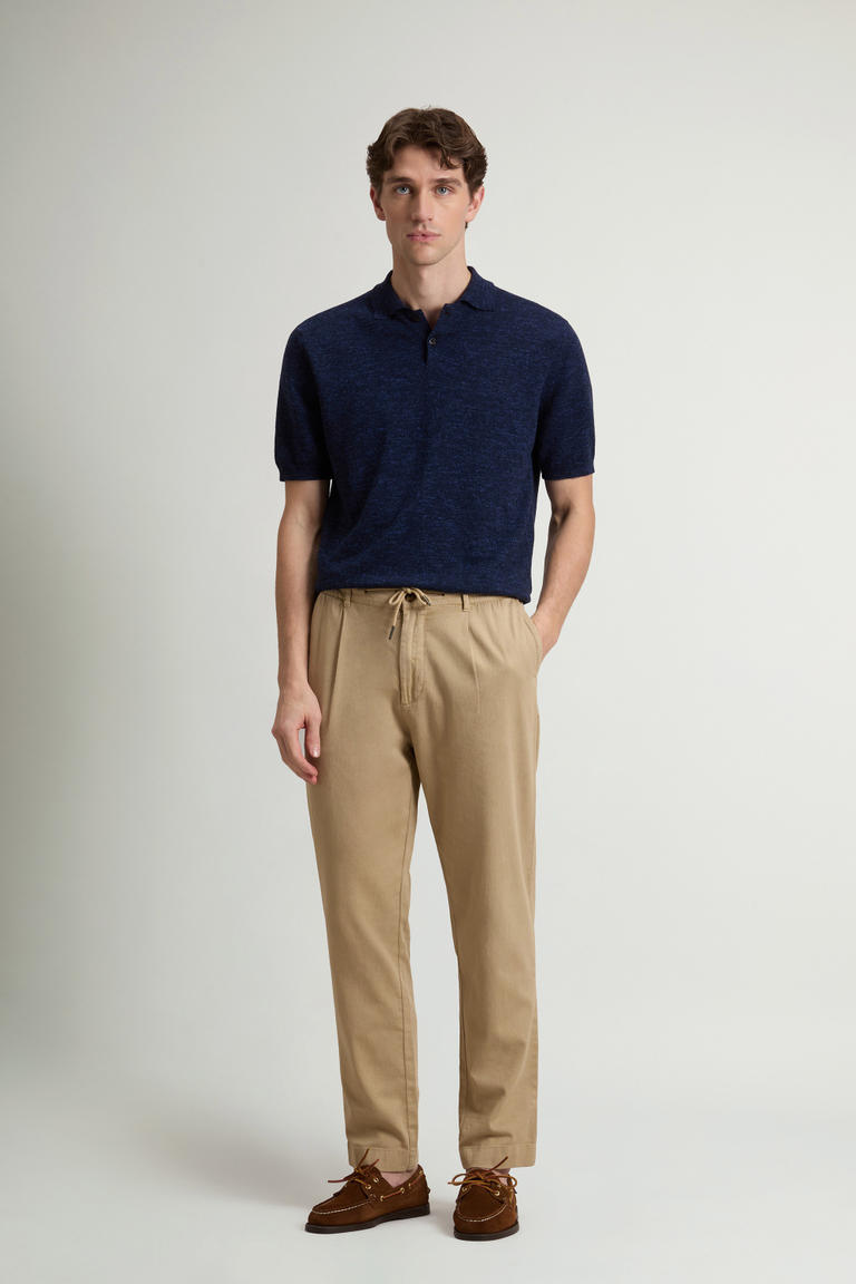 Garment-Dyed Milton Pants in Cotton and Linen Blend Beige photo 1 | Woolrich