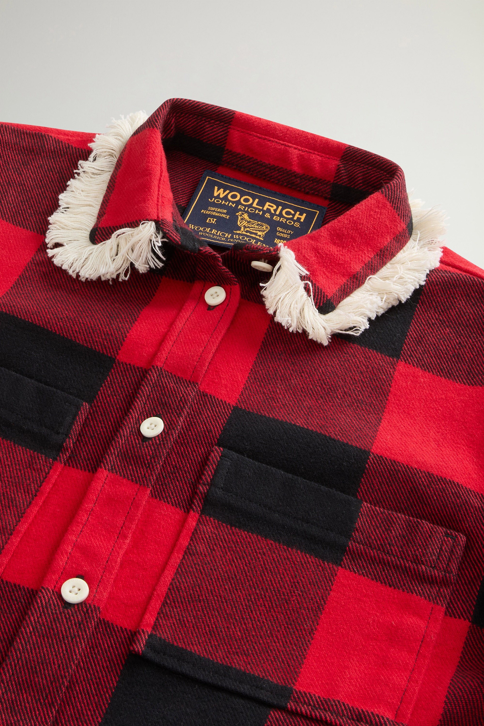 Girls' Flannel Buffalo Check Overshirt with Fringe Red photo 6 | Woolrich
