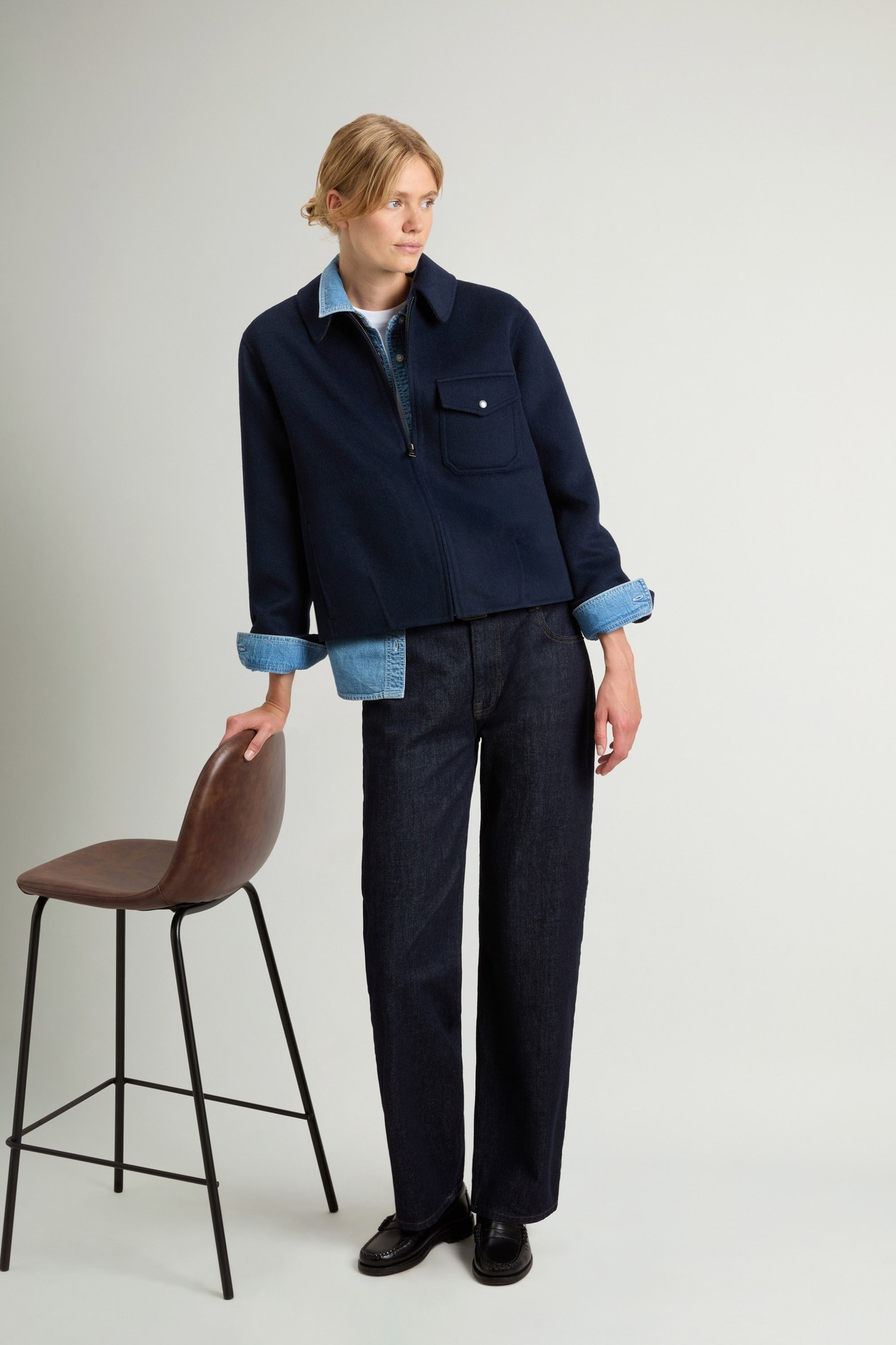 Jacket in Double-Face Wool Blend Blue photo 2 | Woolrich