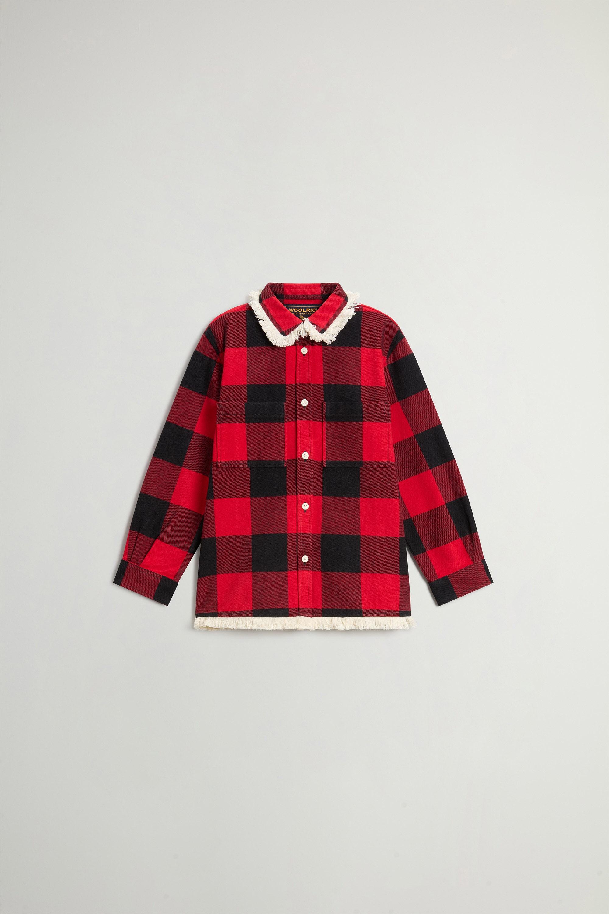 Girls' Flannel Buffalo Check Overshirt with Fringe Red photo 1 | Woolrich