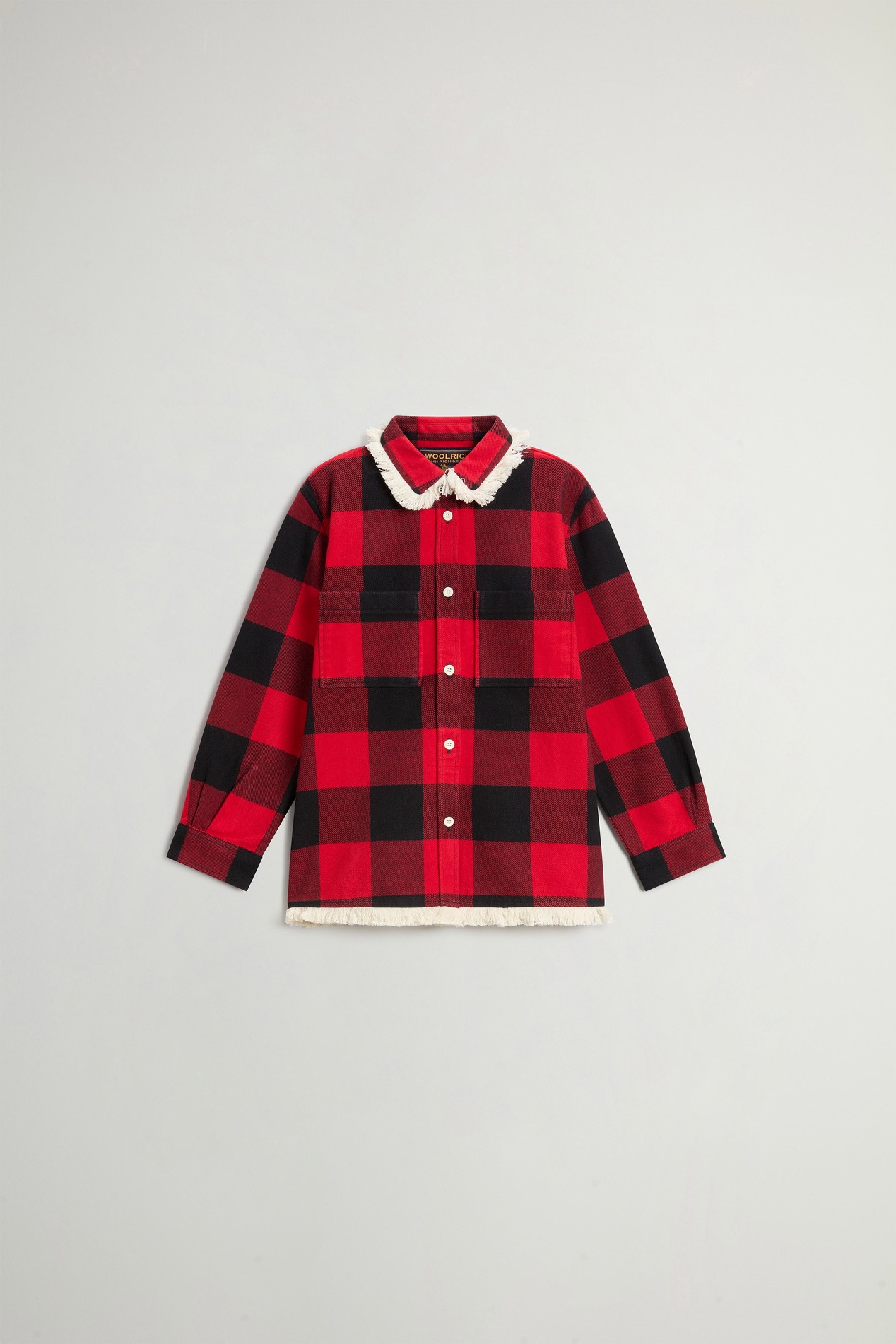 Girls' Flannel Buffalo Check Overshirt with Fringe Red photo 2 | Woolrich