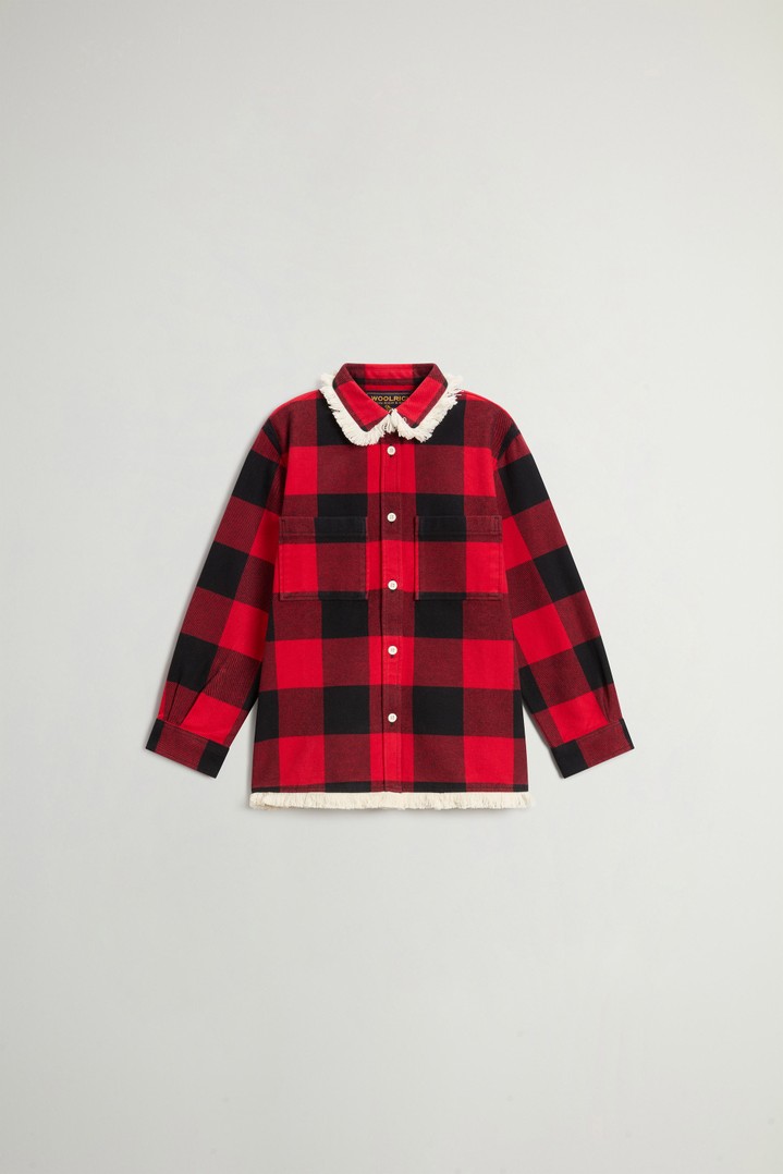 Girls' Flannel Buffalo Check Overshirt with Fringe Red photo 2 | Woolrich