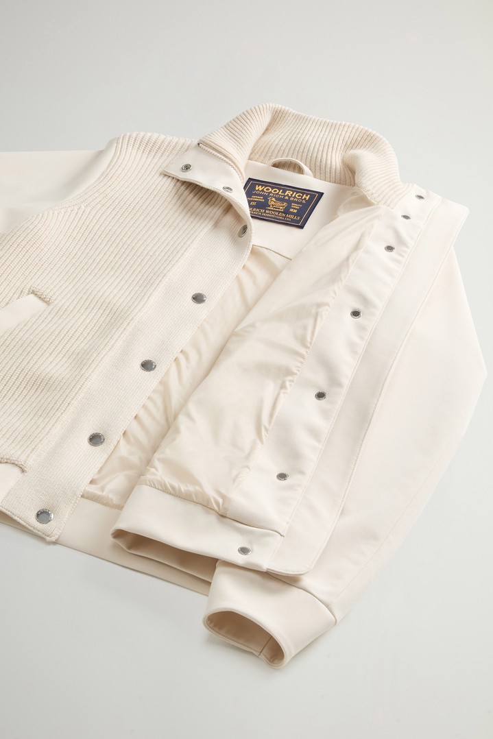 Firth Hybrid Bomber Jacket in Tech Softshell and Pure Wool White photo 8 | Woolrich
